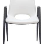 Mid-Century Modern Faux Leather Dining Chair with Steel Frame (Set of 2)