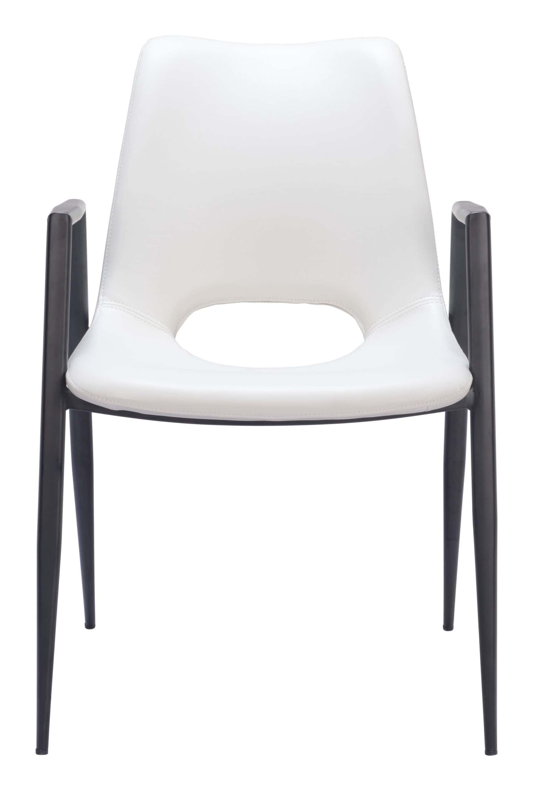 Mid-Century Modern Faux Leather Dining Chair with Steel Frame (Set of 2)