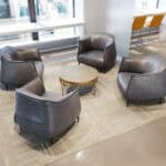 Coffee Faux Leather Accent Chair with Wood Legs and Armrest Support 13 Coffee Faux Leather Accent Chair with Wood Legs and Armrest Support