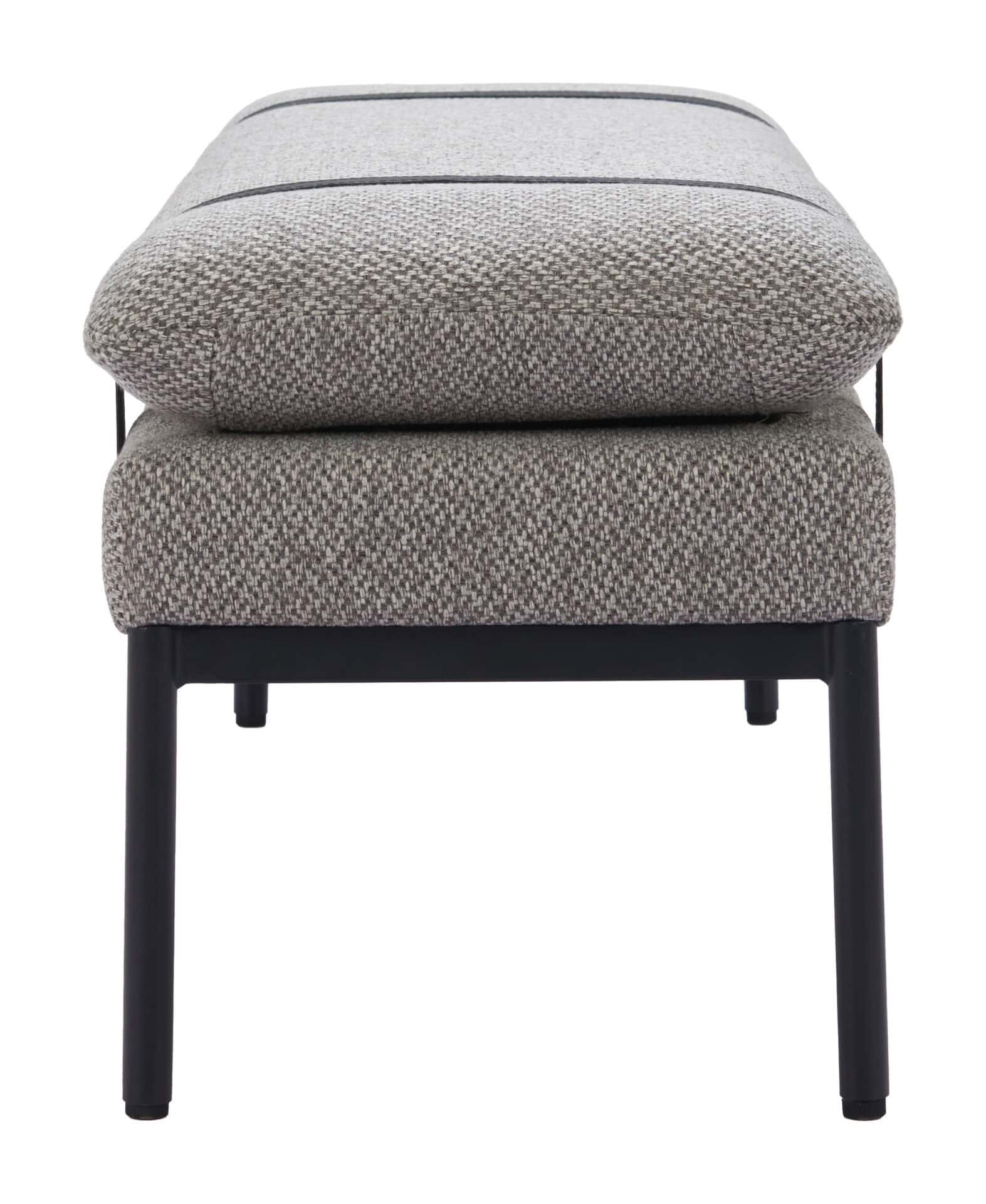 Gray Steel Frame Bench with Plush Fabric Seat 4 Gray Steel Frame Bench with Plush Fabric Seat - Image 4