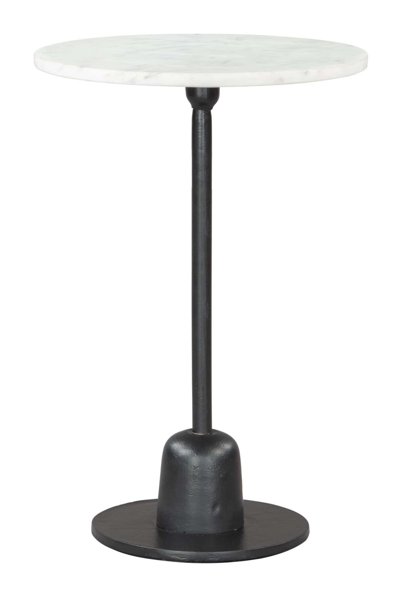 White Marble Top Side Table with Black Cast Aluminum Base 2 White Marble Top Side Table with Black Cast Aluminum Base - Image 2
