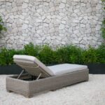 75" Modern Brown Chaise Lounge With Beige Cushion