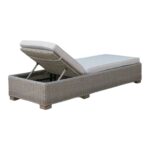 75" Modern Brown Chaise Lounge With Beige Cushion