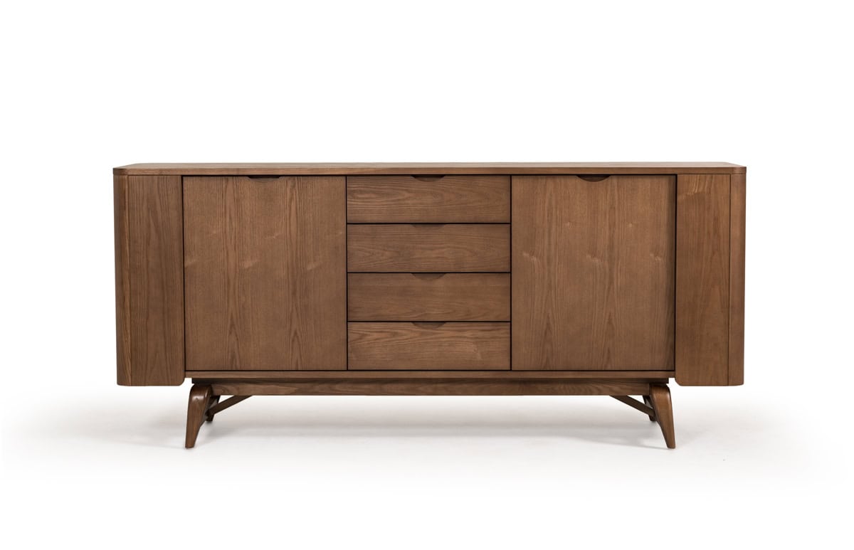 Walnut Wood and Veneer Buffet with Ample Storage Space 1 Walnut Wood and Veneer Buffet with Ample Storage Space