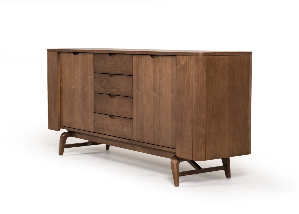 Walnut Wood and Veneer Buffet with Ample Storage Space 2 Walnut Wood and Veneer Buffet with Ample Storage Space - Image 2