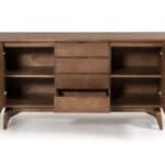 Walnut Wood and Veneer Buffet with Ample Storage Space 8 Walnut Wood and Veneer Buffet with Ample Storage Space