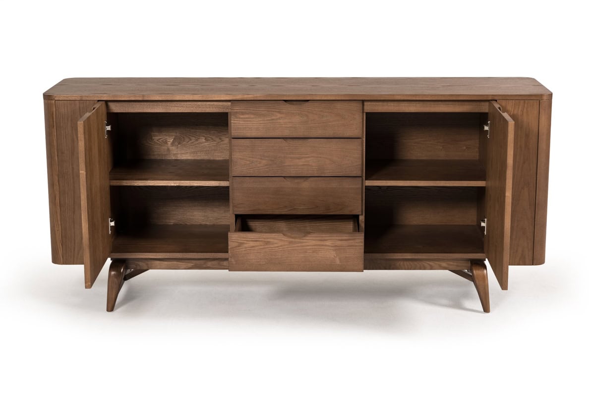 Walnut Wood and Veneer Buffet with Ample Storage Space 3 Walnut Wood and Veneer Buffet with Ample Storage Space - Image 3