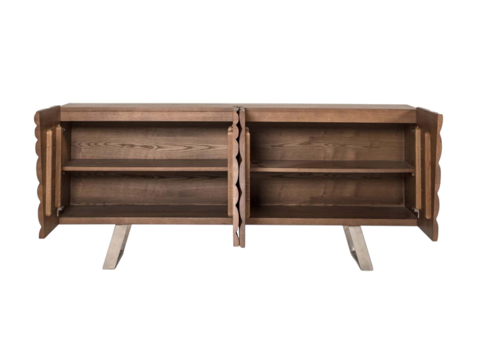 Natural Brown Solid Wood Sideboard with Four Doors and Shelves 4 Natural Brown Solid Wood Sideboard with Four Doors and Shelves - Image 4