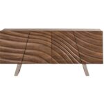 Natural Brown Solid Wood Sideboard with Four Doors and Shelves 9 Natural Brown Solid Wood Sideboard with Four Doors and Shelves