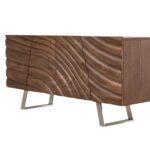 Natural Brown Solid Wood Sideboard with Four Doors and Shelves 10 Natural Brown Solid Wood Sideboard with Four Doors and Shelves
