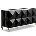 Contemporary Black Lacquer MDF and Steel Buffet with 3 Doors 6 Contemporary Black Lacquer MDF and Steel Buffet with 3 Doors