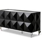 Contemporary Black Lacquer MDF and Steel Buffet with 3 Doors 7 Contemporary Black Lacquer MDF and Steel Buffet with 3 Doors