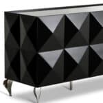 Contemporary Black Lacquer MDF and Steel Buffet with 3 Doors 8 Contemporary Black Lacquer MDF and Steel Buffet with 3 Doors
