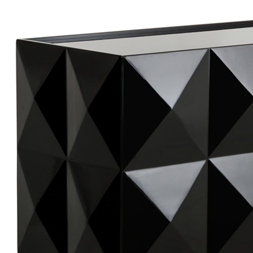 Contemporary Black Lacquer MDF and Steel Buffet with 3 Doors 4 Contemporary Black Lacquer MDF and Steel Buffet with 3 Doors - Image 4