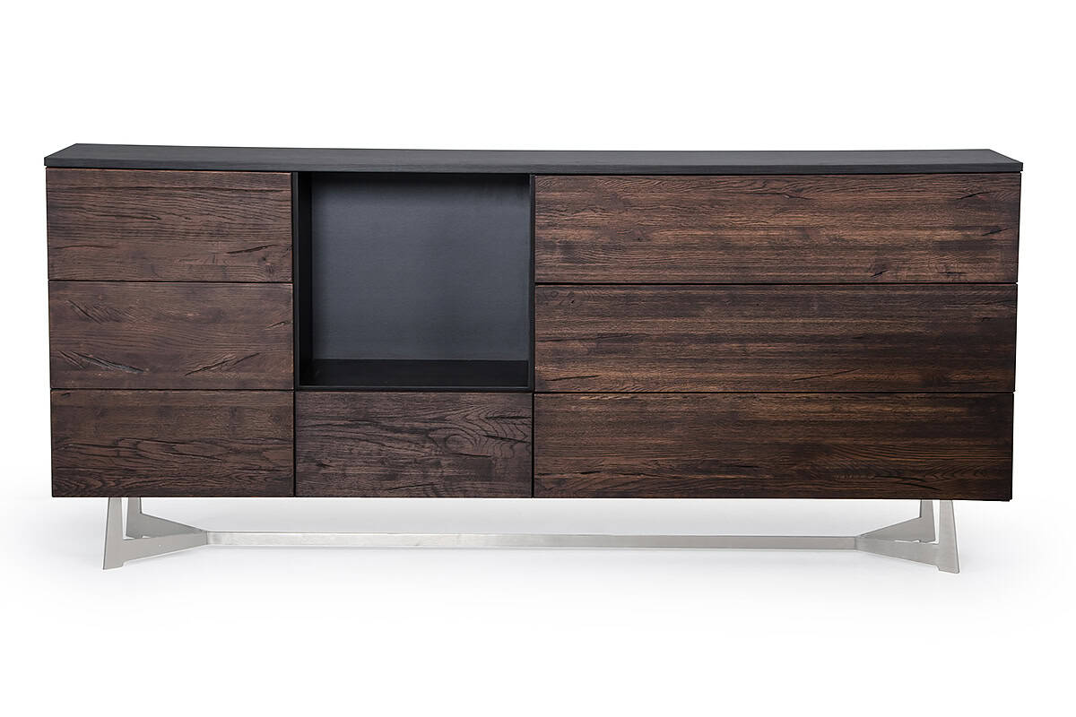 Dark Aged Oak Steel and Wood Buffet with Storage 34 1 Dark Aged Oak Steel and Wood Buffet with Storage 34