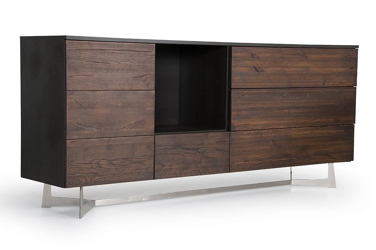 Dark Aged Oak Steel and Wood Buffet with Storage 34 2 Dark Aged Oak Steel and Wood Buffet with Storage 34 - Image 2
