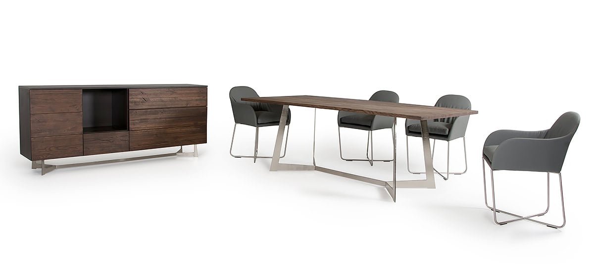 Dark Aged Oak Steel and Wood Buffet with Storage 34 3 Dark Aged Oak Steel and Wood Buffet with Storage 34 - Image 3