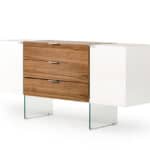 White Walnut MDF Glass Steel Floating Buffet With Storage 6 White Walnut MDF Glass Steel Floating Buffet With Storage