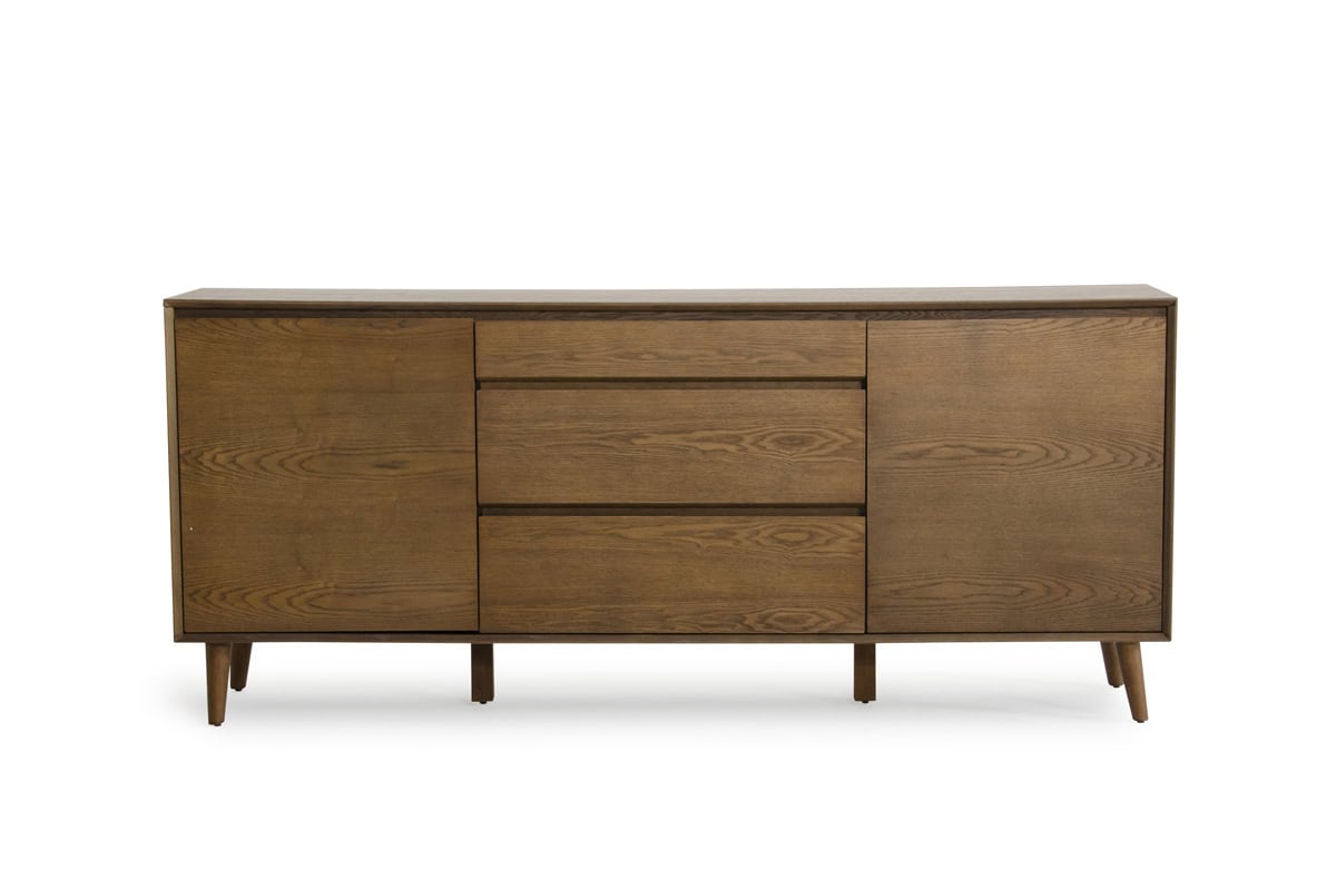 Tobacco Wood Veneer Buffet with Drawers and Doors 1 Tobacco Wood Veneer Buffet with Drawers and Doors