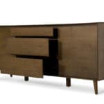 Tobacco Wood Veneer Buffet with Drawers and Doors 7 Tobacco Wood Veneer Buffet with Drawers and Doors