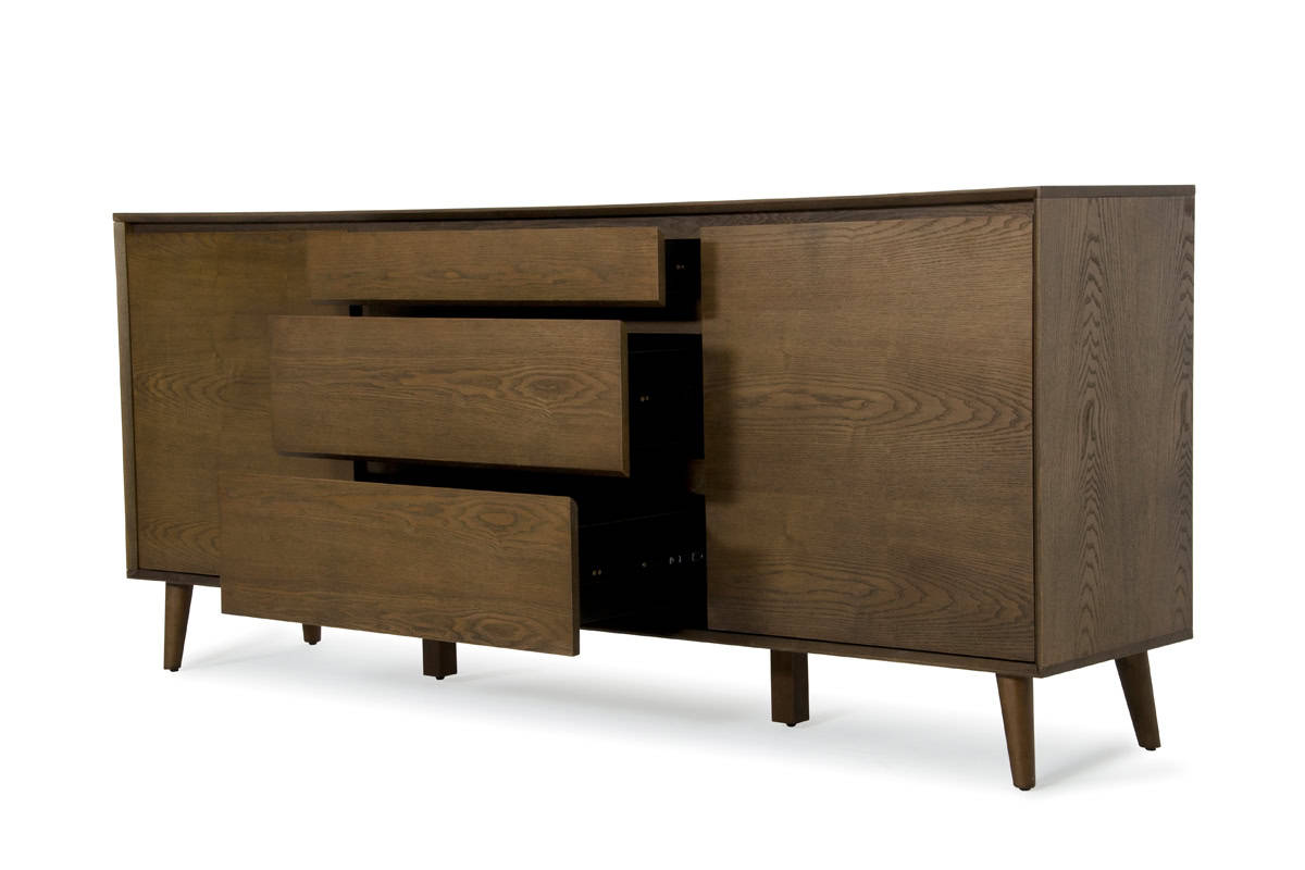 Tobacco Wood Veneer Buffet with Drawers and Doors 2 Tobacco Wood Veneer Buffet with Drawers and Doors - Image 2