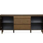 Tobacco Wood Veneer Buffet with Drawers and Doors 8 Tobacco Wood Veneer Buffet with Drawers and Doors