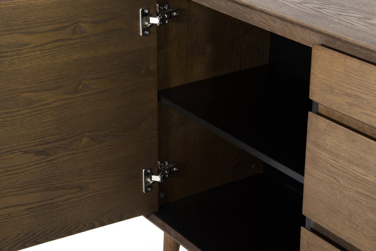 Tobacco Wood Veneer Buffet with Drawers and Doors 5 Tobacco Wood Veneer Buffet with Drawers and Doors - Image 5