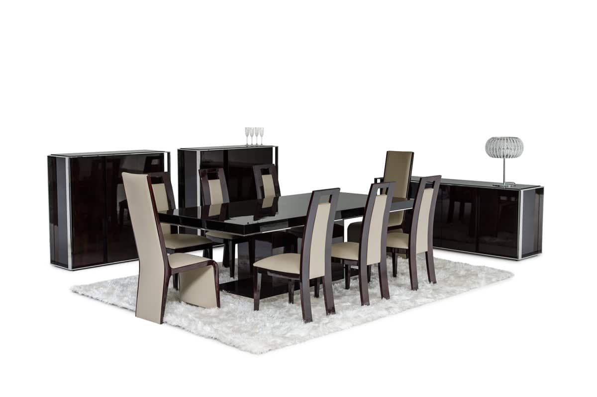 Ebony Lacquer Steel Buffet with Glass Shelving 31 Inches 2 Ebony Lacquer Steel Buffet with Glass Shelving 31 Inches - Image 2