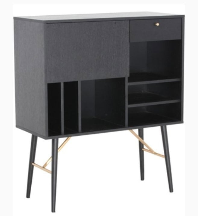 Space-Saving Black MDF and Glass Buffet with Modern Design 1 Space-Saving Black MDF and Glass Buffet with Modern Design