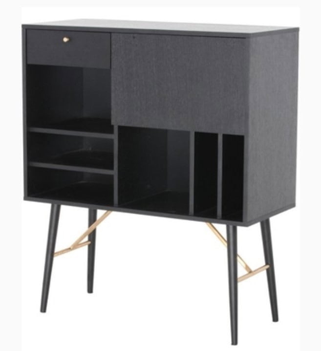 Space-Saving Black MDF and Glass Buffet with Modern Design 2 Space-Saving Black MDF and Glass Buffet with Modern Design - Image 2