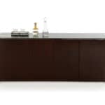 Contemporary Wood Veneer Glass and Steel Buffet 32 Inch 6 Contemporary Wood Veneer Glass and Steel Buffet 32 Inch