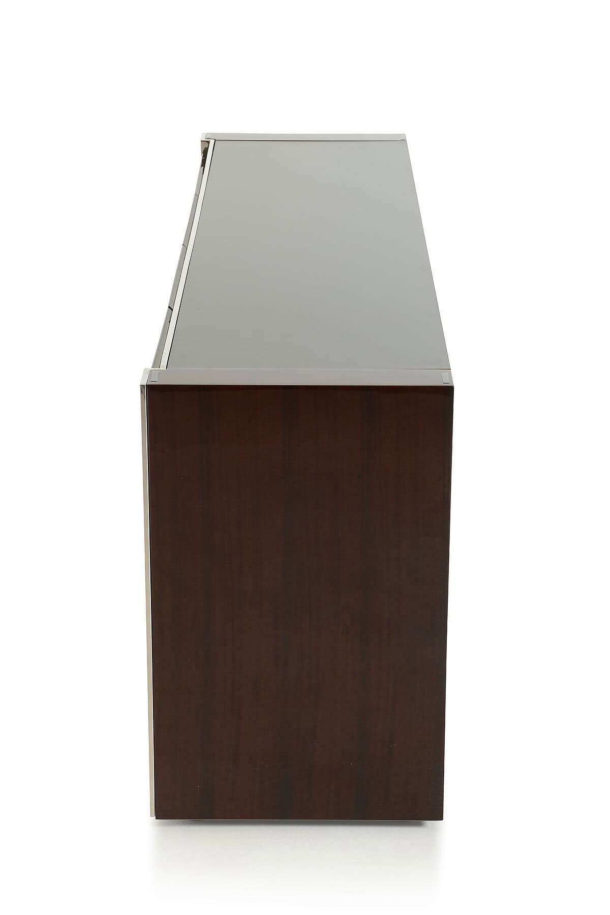 Contemporary Wood Veneer Glass and Steel Buffet 32 Inch 4 Contemporary Wood Veneer Glass and Steel Buffet 32 Inch - Image 4