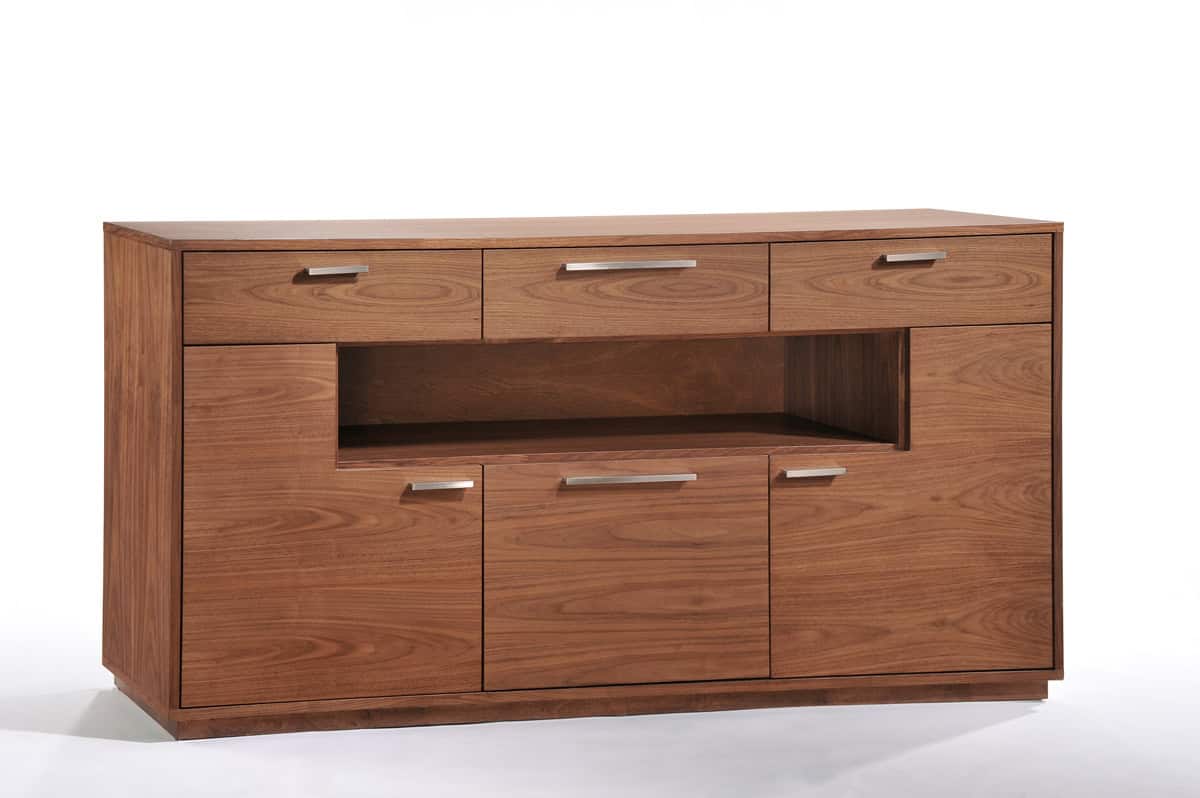 Walnut Veneer MDF Buffet with Drawers and Doors (1 Piece) 1 Walnut Veneer MDF Buffet with Drawers and Doors (1 Piece)