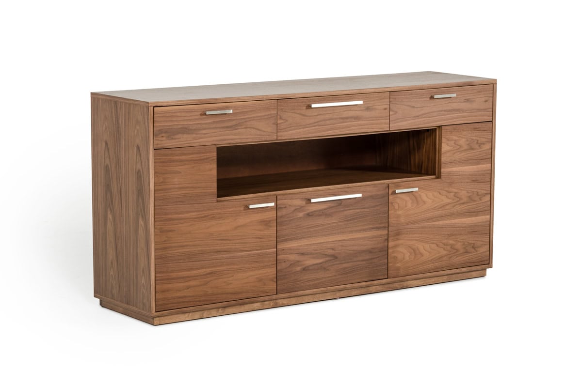 Walnut Veneer MDF Buffet with Drawers and Doors (1 Piece) 2 Walnut Veneer MDF Buffet with Drawers and Doors (1 Piece) - Image 2