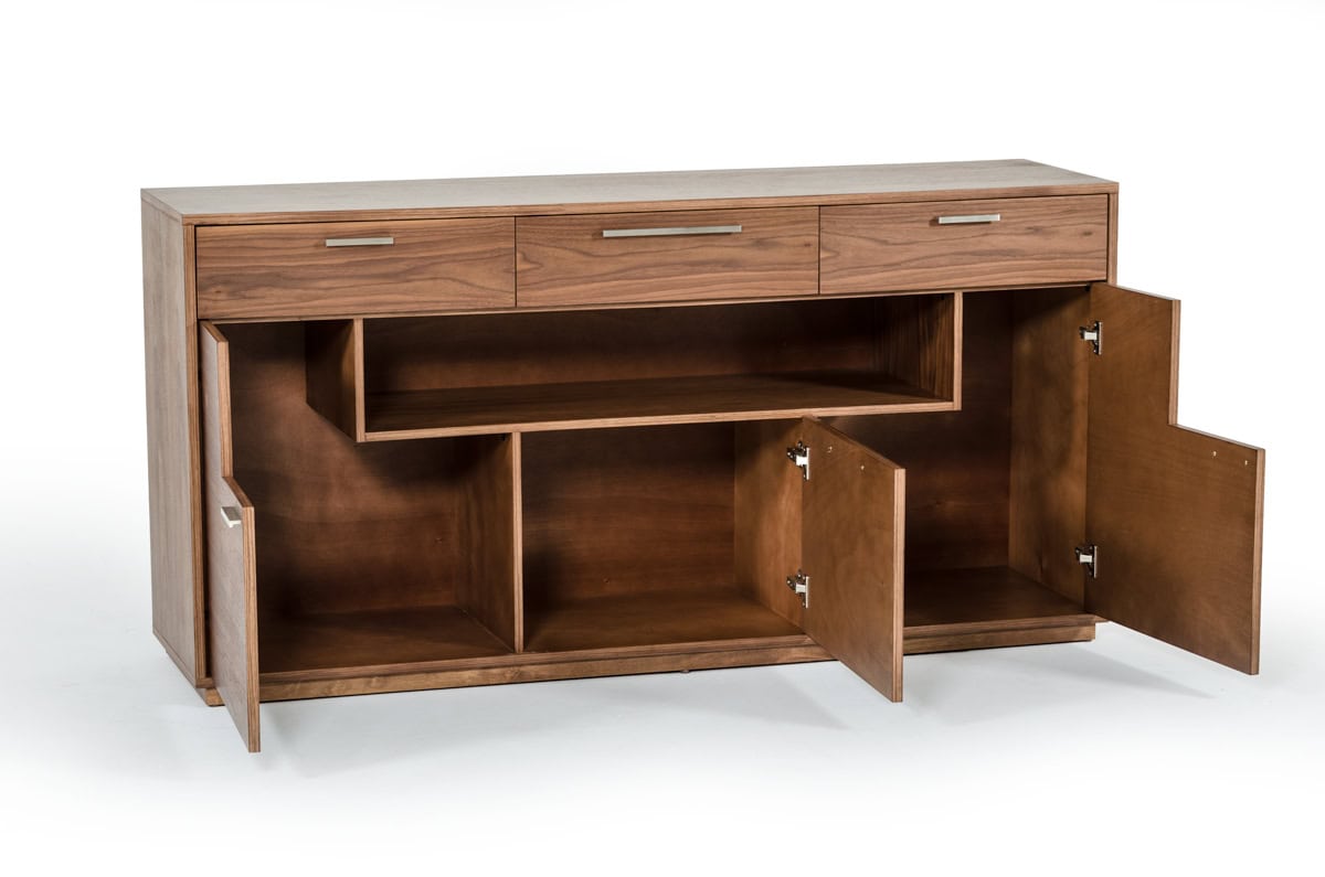 Walnut Veneer MDF Buffet with Drawers and Doors (1 Piece) 3 Walnut Veneer MDF Buffet with Drawers and Doors (1 Piece) - Image 3