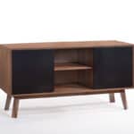 Walnut and Black Veneer MDF Wood Buffet with Storage 6 Walnut and Black Veneer MDF Wood Buffet with Storage