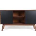 Walnut and Black Veneer MDF Wood Buffet with Storage 7 Walnut and Black Veneer MDF Wood Buffet with Storage