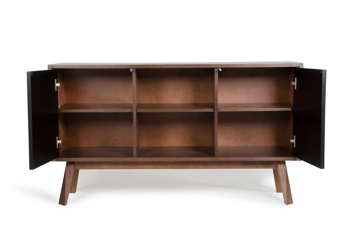 Walnut and Black Veneer MDF Wood Buffet with Storage 3 Walnut and Black Veneer MDF Wood Buffet with Storage - Image 3