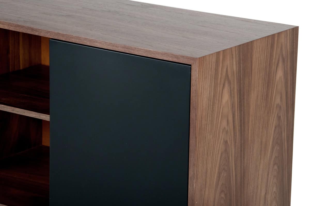 Walnut and Black Veneer MDF Wood Buffet with Storage 5 Walnut and Black Veneer MDF Wood Buffet with Storage - Image 5