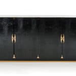 Black Crocodile Rosegold MDF Buffet with Storage Shelves 7 Black Crocodile Rosegold MDF Buffet with Storage Shelves