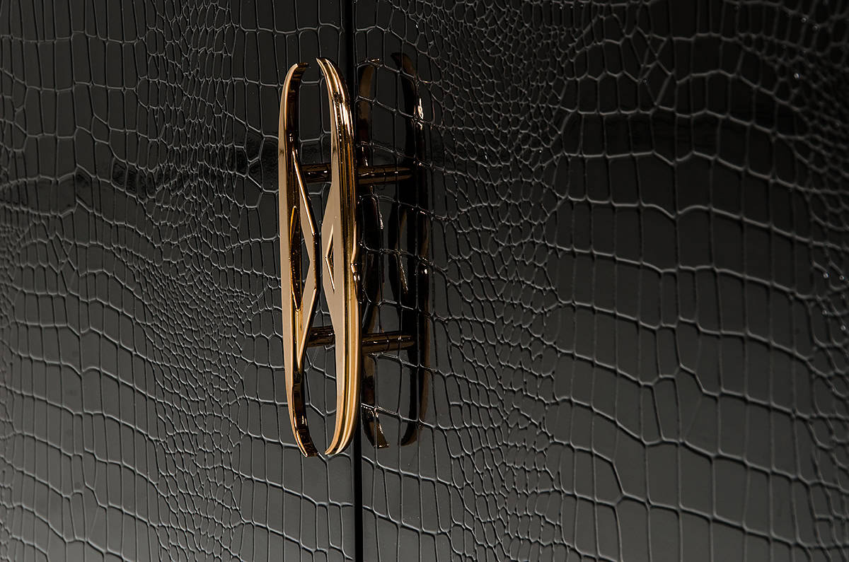 Black Crocodile Rosegold MDF Buffet with Storage Shelves 6 Black Crocodile Rosegold MDF Buffet with Storage Shelves - Image 6