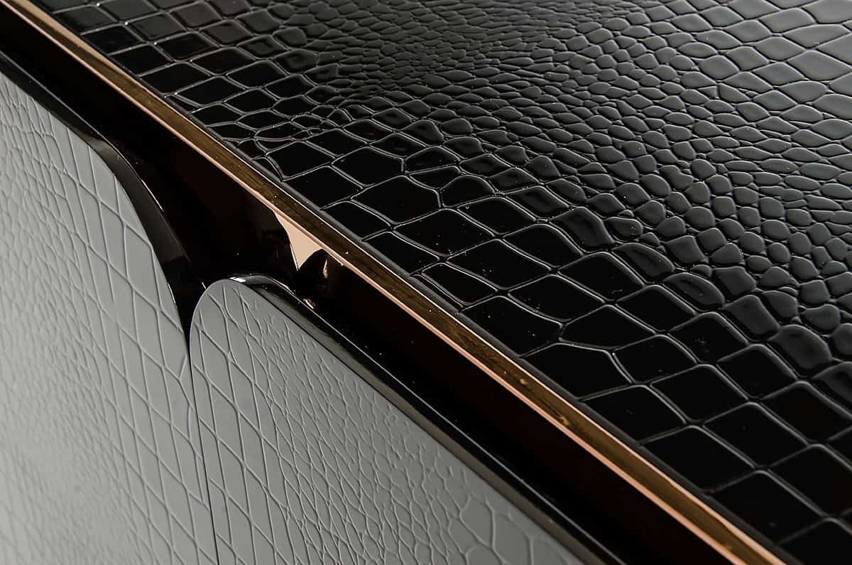 Black Crocodile Rosegold MDF Buffet with Storage Shelves 4 Black Crocodile Rosegold MDF Buffet with Storage Shelves - Image 4