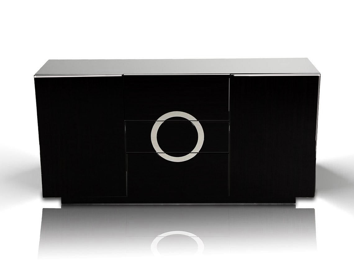 Black Lacquer MDF Buffet With 2 Doors and 3 Drawers 1 Black Lacquer MDF Buffet With 2 Doors and 3 Drawers