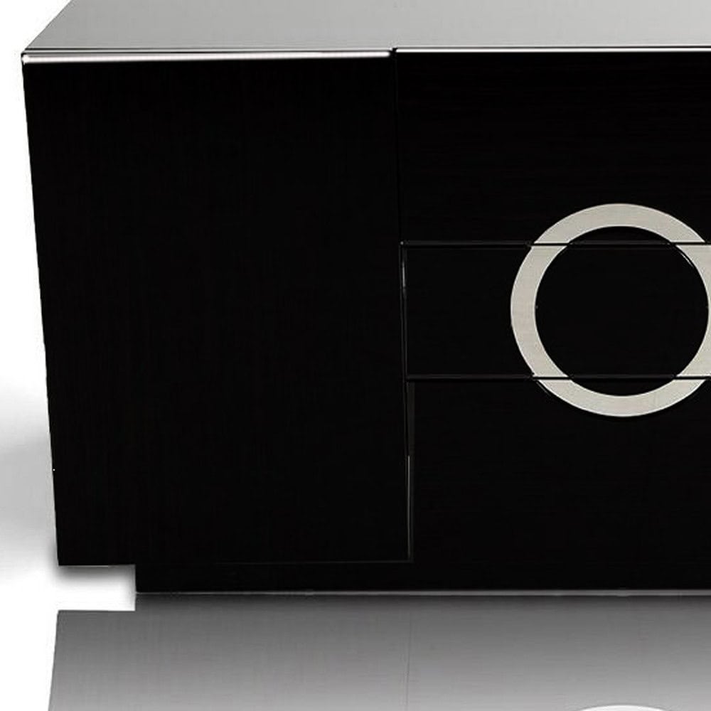 Black Lacquer MDF Buffet With 2 Doors and 3 Drawers 3 Black Lacquer MDF Buffet With 2 Doors and 3 Drawers - Image 3