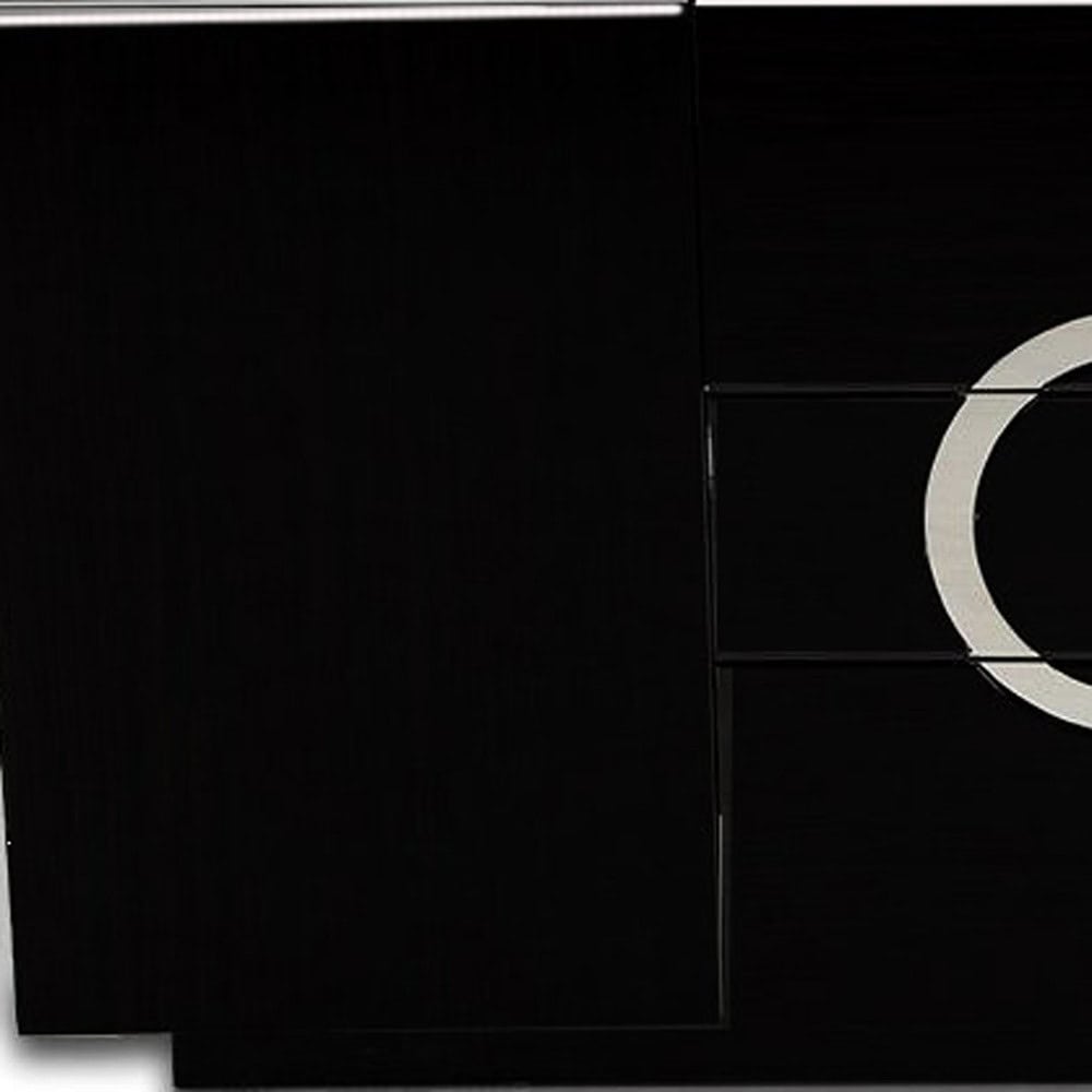 Black Lacquer MDF Buffet With 2 Doors and 3 Drawers 4 Black Lacquer MDF Buffet With 2 Doors and 3 Drawers - Image 4