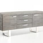 Grey Veneer and Steel Buffet with 3 Drawers and 2 Doors 6 Grey Veneer and Steel Buffet with 3 Drawers and 2 Doors
