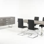 Grey Veneer and Steel Buffet with 3 Drawers and 2 Doors 7 Grey Veneer and Steel Buffet with 3 Drawers and 2 Doors