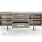 Grey Veneer and Steel Buffet with 3 Drawers and 2 Doors 8 Grey Veneer and Steel Buffet with 3 Drawers and 2 Doors