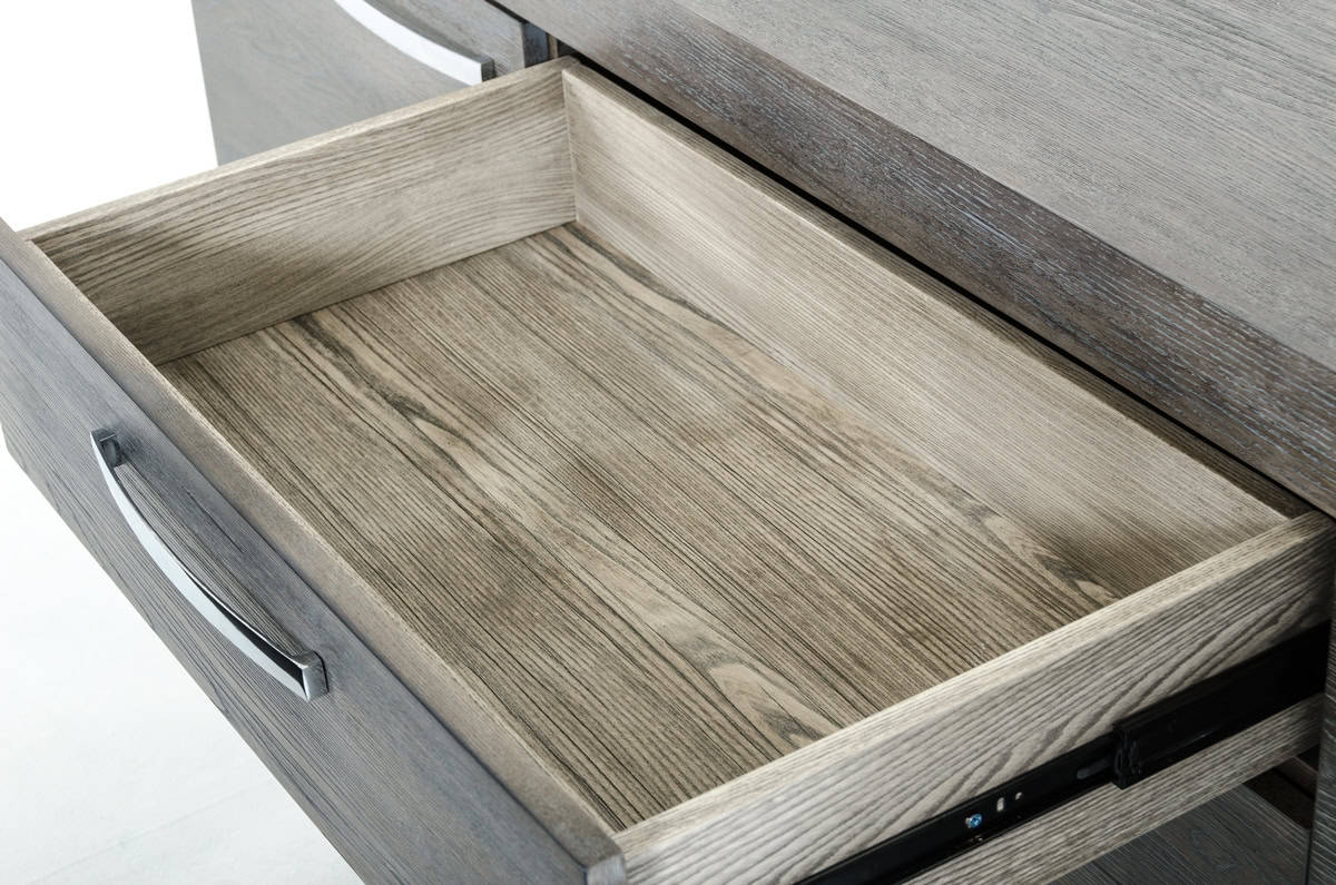 Grey Veneer and Steel Buffet with 3 Drawers and 2 Doors 4 Grey Veneer and Steel Buffet with 3 Drawers and 2 Doors - Image 4