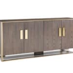 Antique Brass and Veneer Buffet with Drawers and Doors 7 Antique Brass and Veneer Buffet with Drawers and Doors